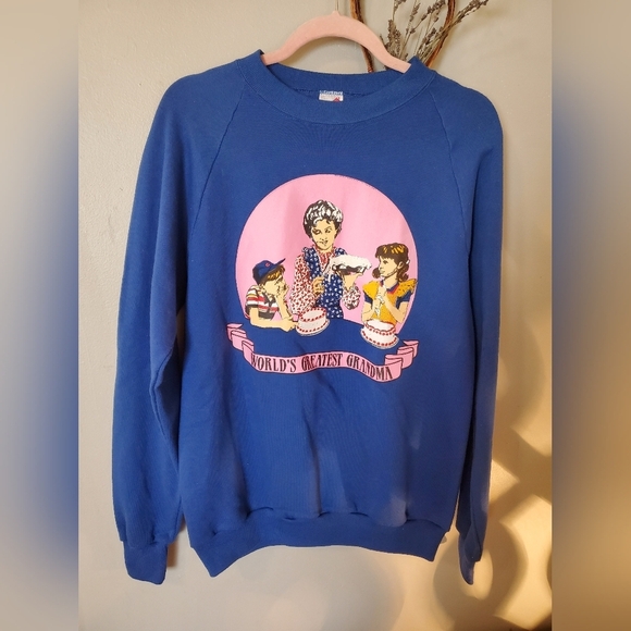 Vintage Jerzees Crewneck Worlds Greatest  Grandma 👵 💗💕 - Picture 1 of 7